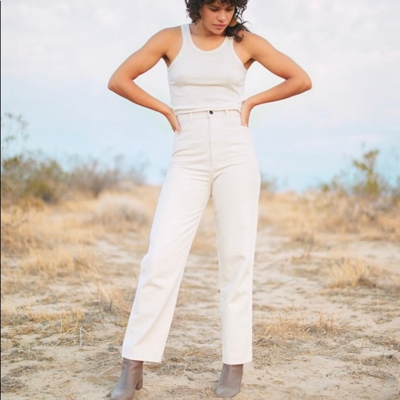 OZMA Pants - Ozma of California Cara Straight Jean in Putty